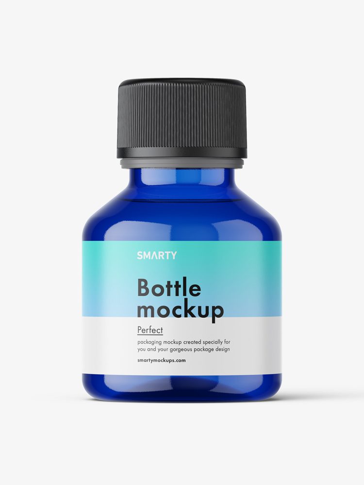 Blue syrup bottle mockup
