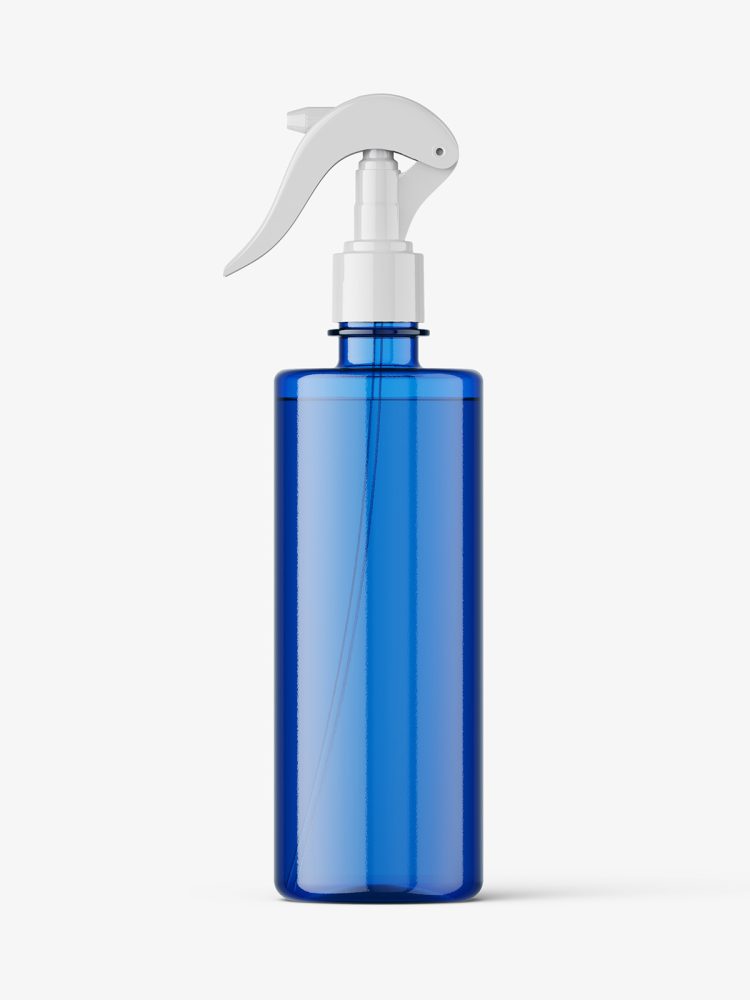 Blue bottle with trigger spray mockup