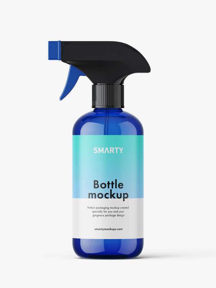 Rounded bottle with trigger spray / blue