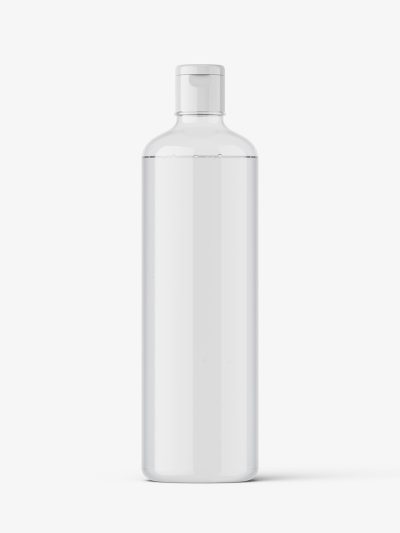 Clear bottle with flip top mockup
