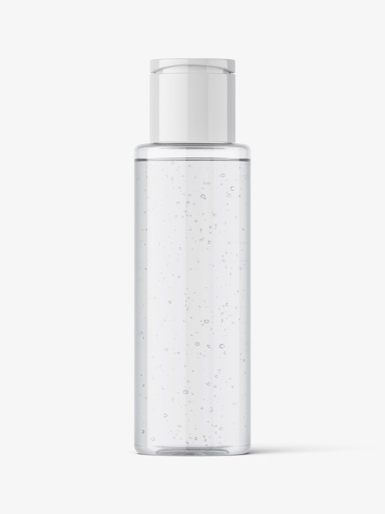 Cosmetic bottle with flip top mockup / clear