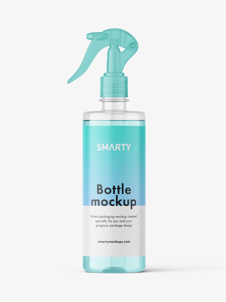 Clear bottle with trigger spray mockup