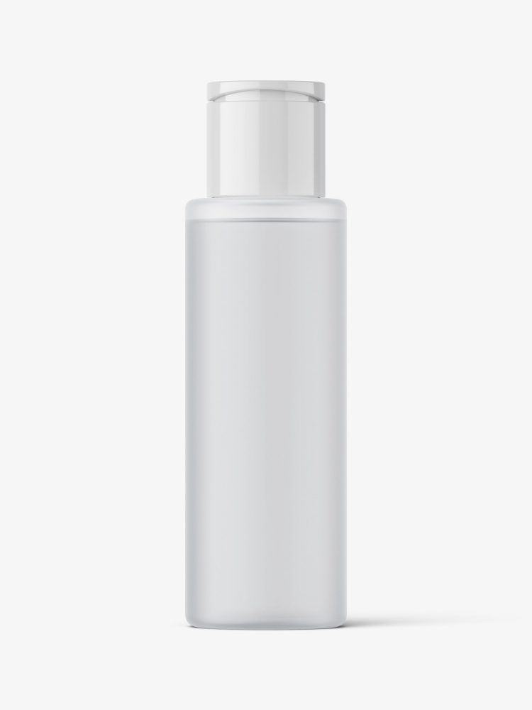 Cosmetic bottle with flip top mockup / frosted