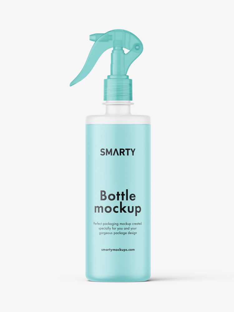Frosted bottle with trigger spray mockup