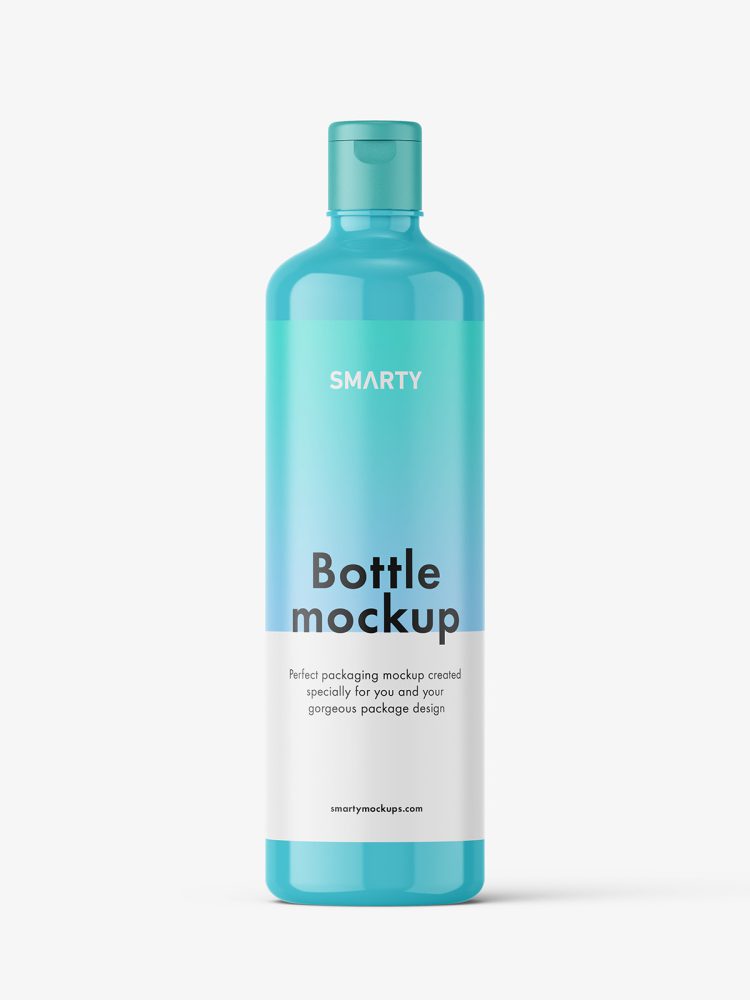 Glossy bottle with flip top mockup