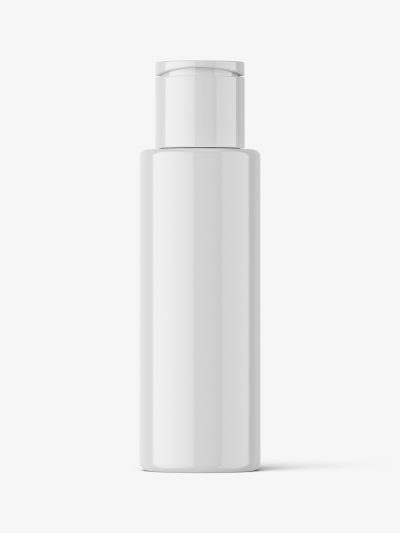 Cosmetic bottle with flip top mockup / glossy
