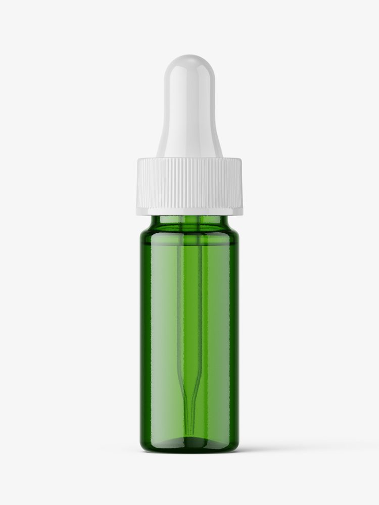 Green dropper bottle mockup