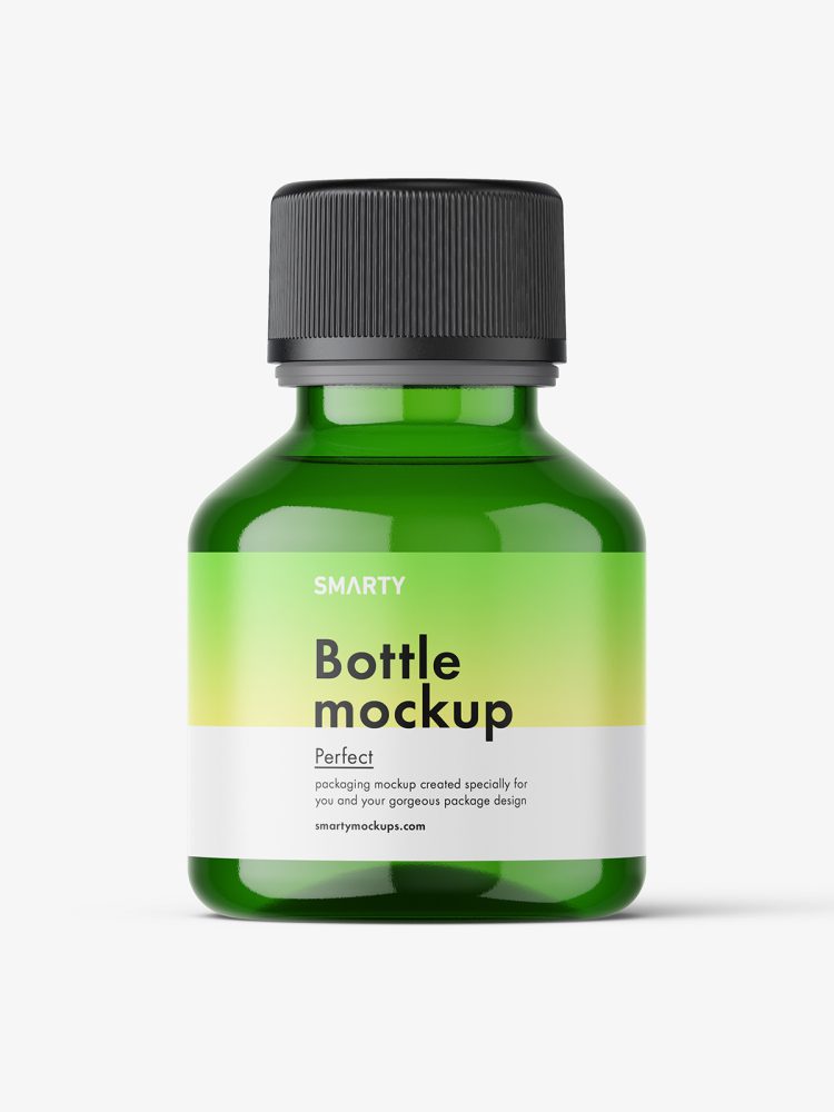 Green syrup bottle mockup
