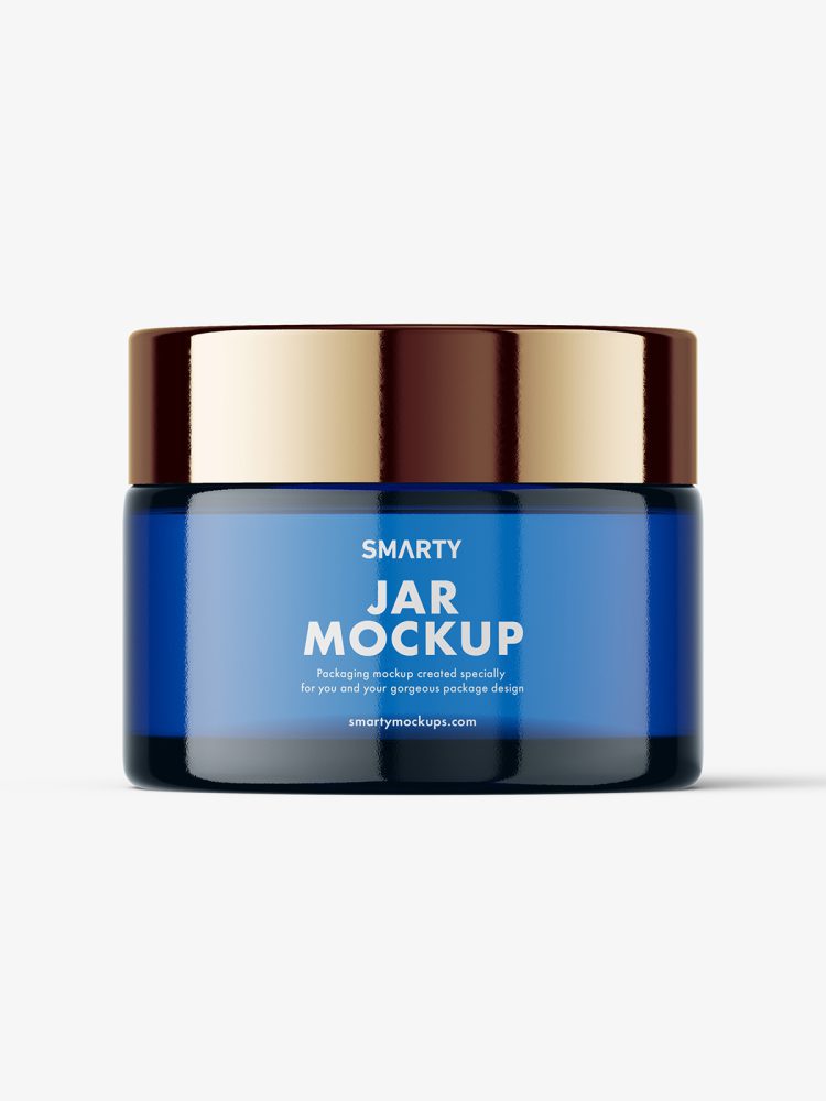 Cosmetic jar mockup / blue