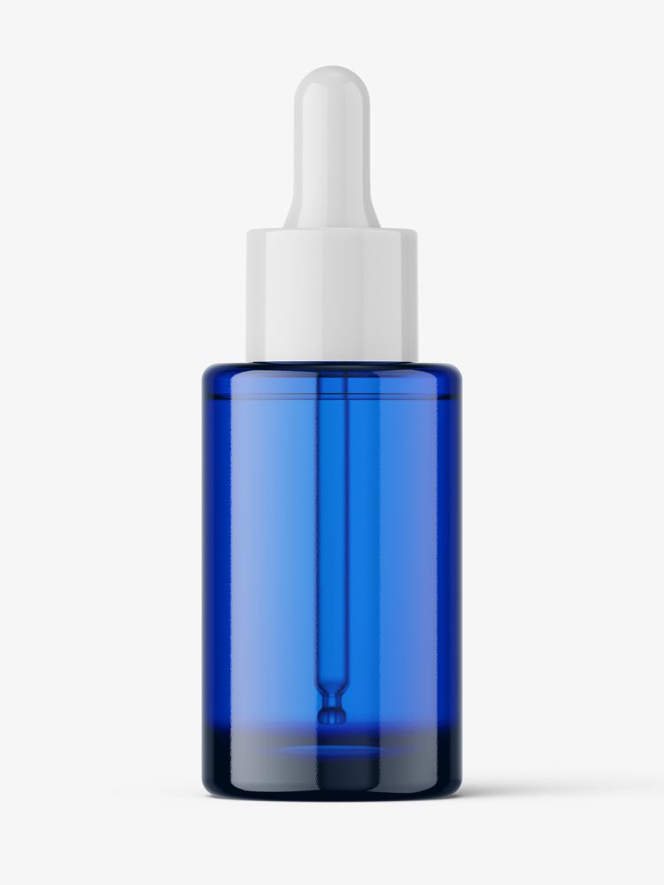 Blue dropper bottle mockup