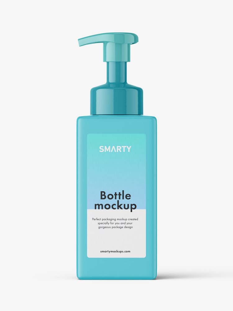 Square bottle with pump mockup / matt