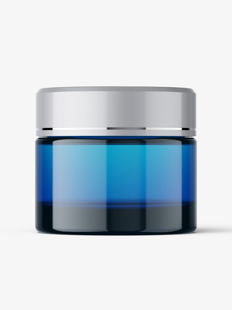 Blue glass jar mockup