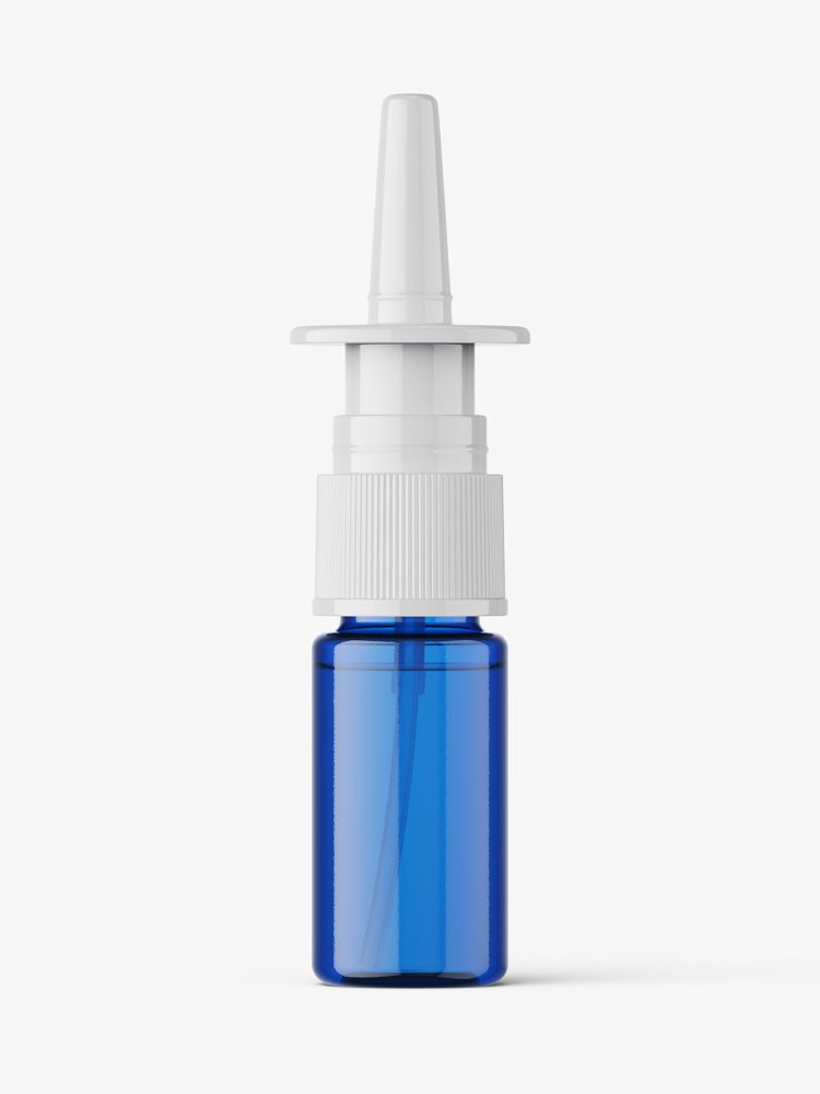 Blue nasal spray bottle mockup
