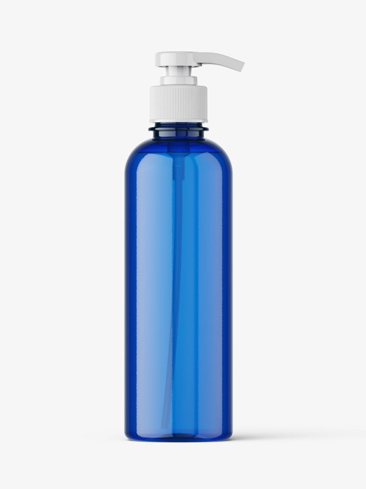 Blue pump bottle mockup