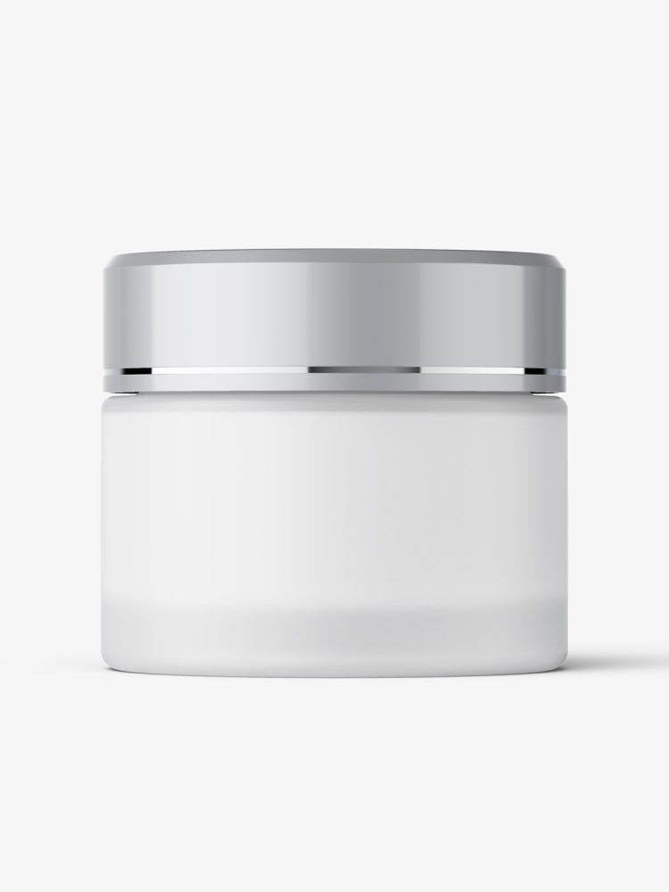 Frosted glass jar cream mockup