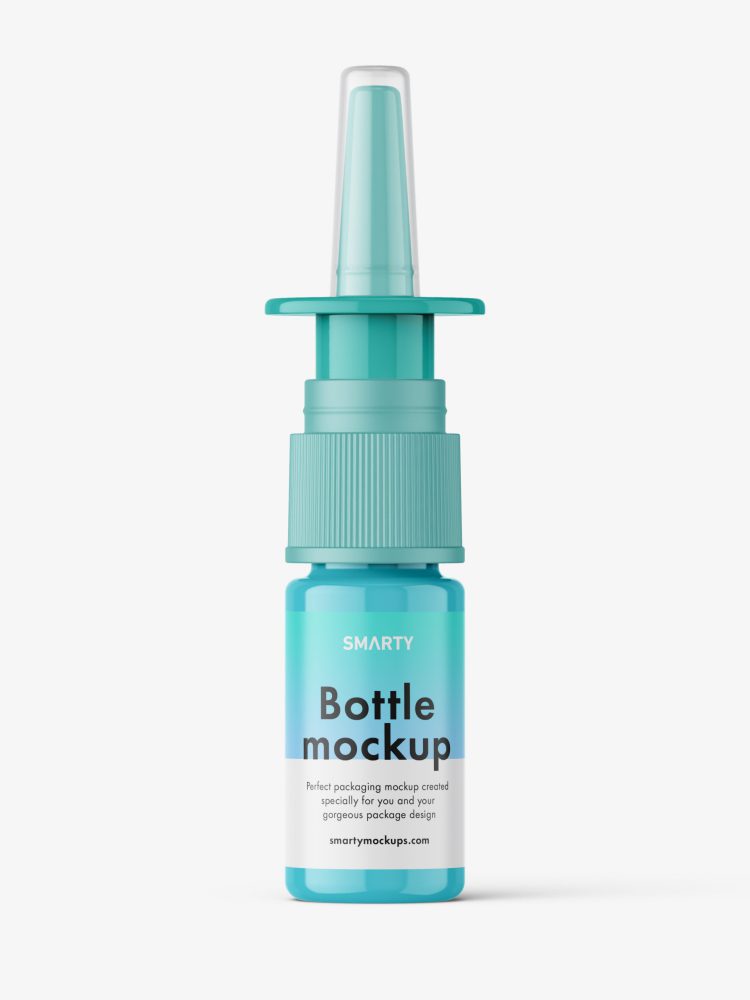 Glossy nasal spray bottle mockup