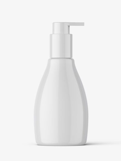 Glossy curved pump bottle mockup