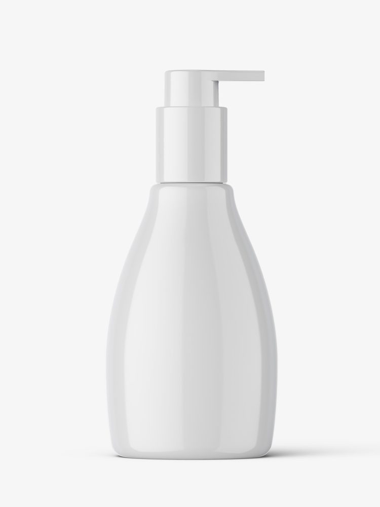 Glossy curved pump bottle mockup