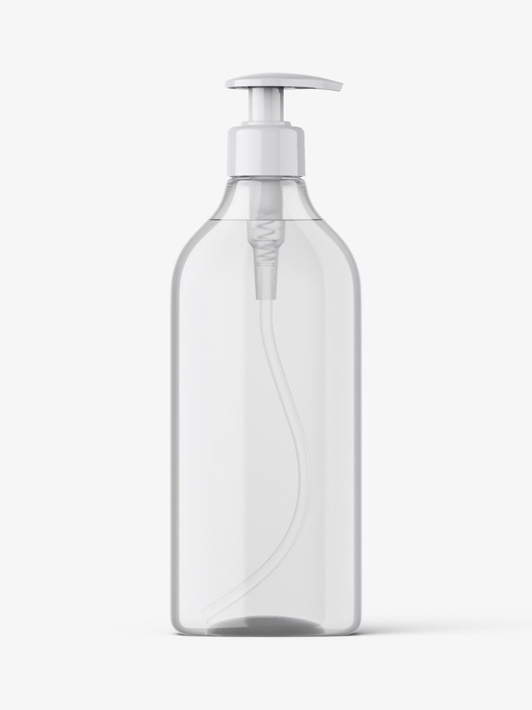 Clear rectangle pump bottle mockup