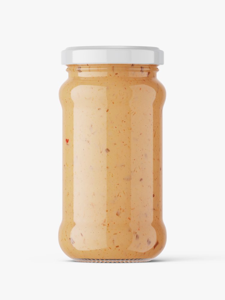 Food sauce jar mockup