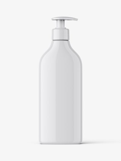 Glossy rectangle pump bottle mockup