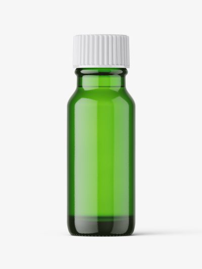 Green vial bottle mockup