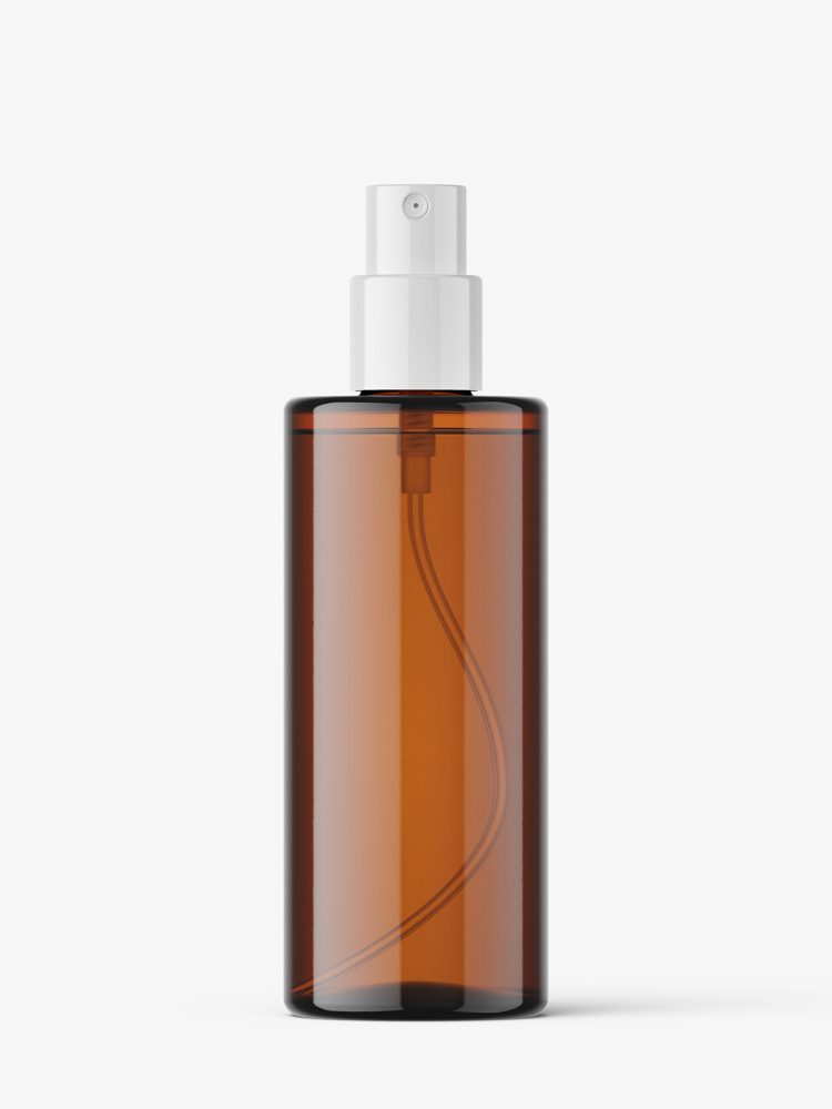 Amber bottle with mist spray mockup