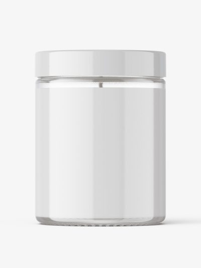 Candle in clear glass jar mockup