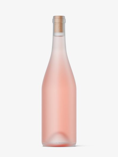 Frosted pink wine bottle mockup
