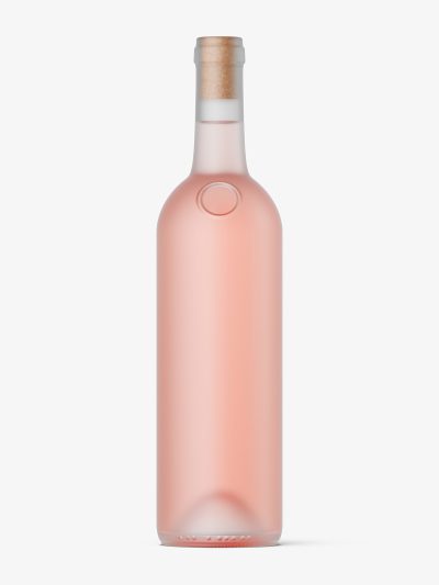 Frosted pink wine bottle mockup