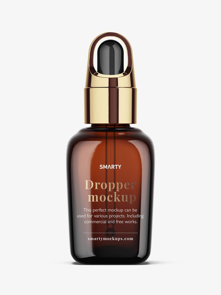 Elegant amber dropper bottle mockup