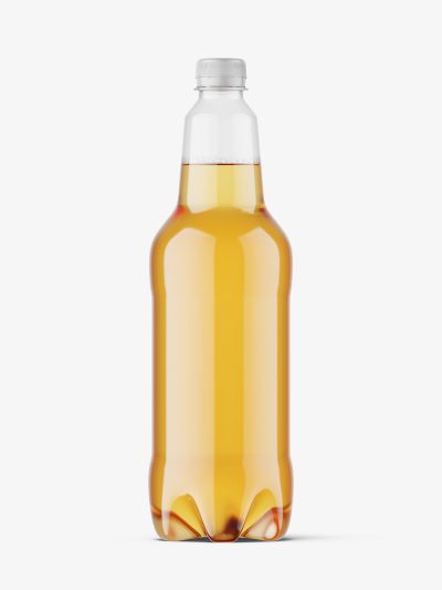 Plastic beer bottle mockup / clear