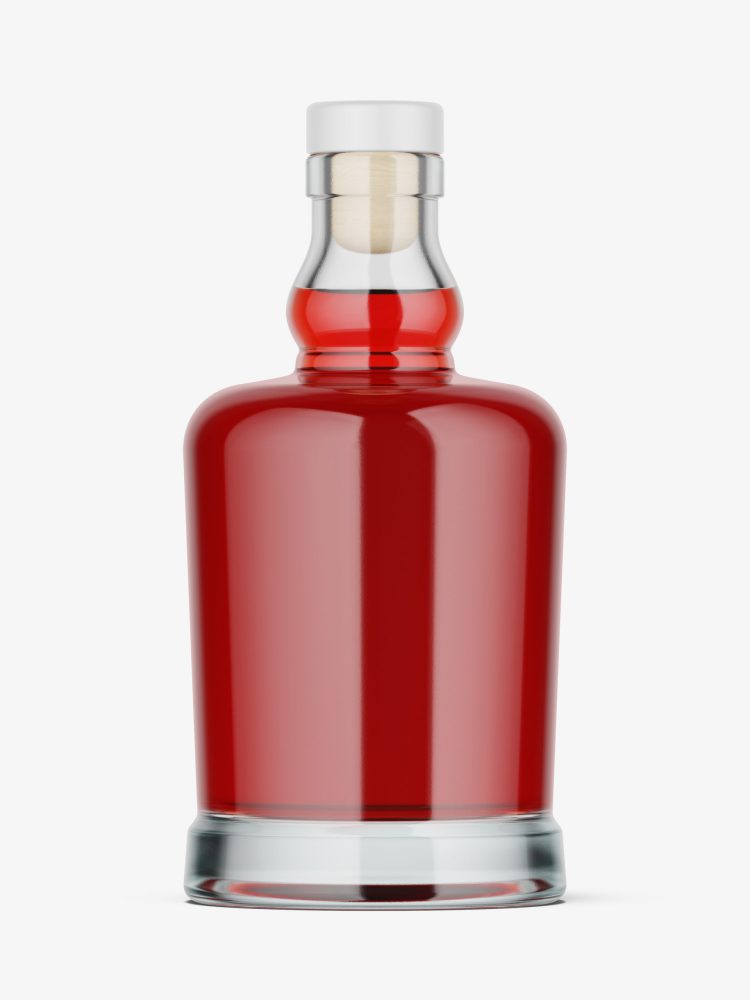 Red liquour bottle mockup