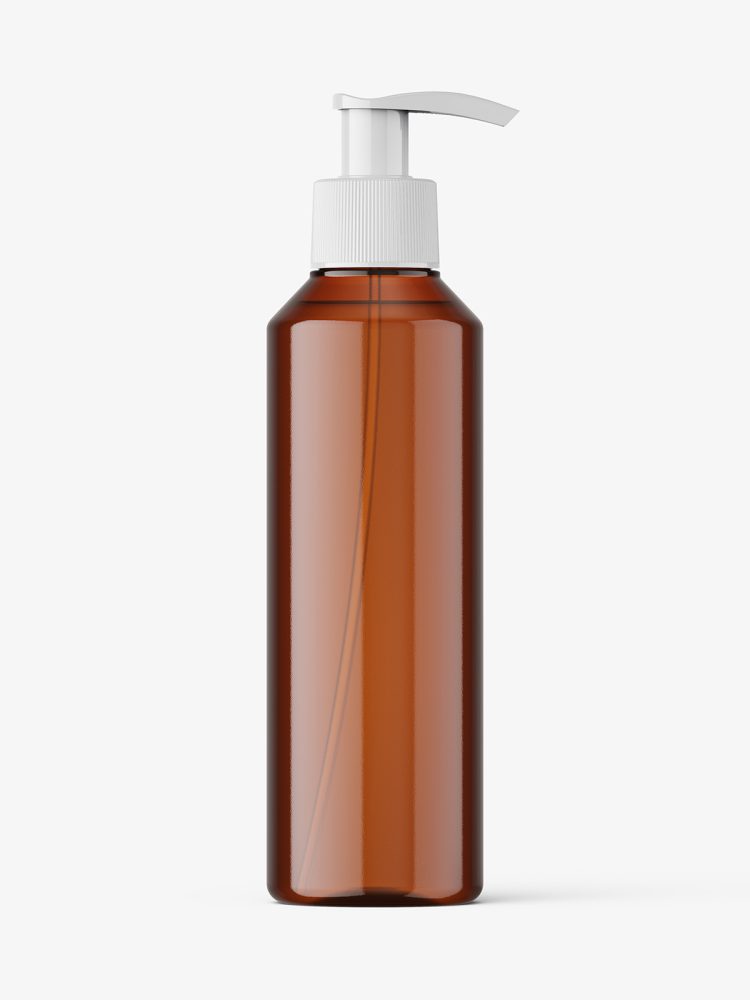 Amber pump bottle mockup
