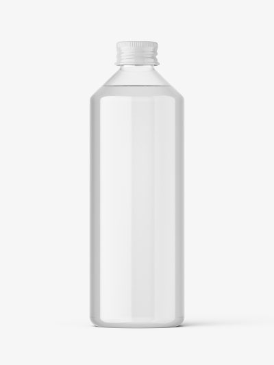 Clear bottle with aluminium screw cap bottle mockup