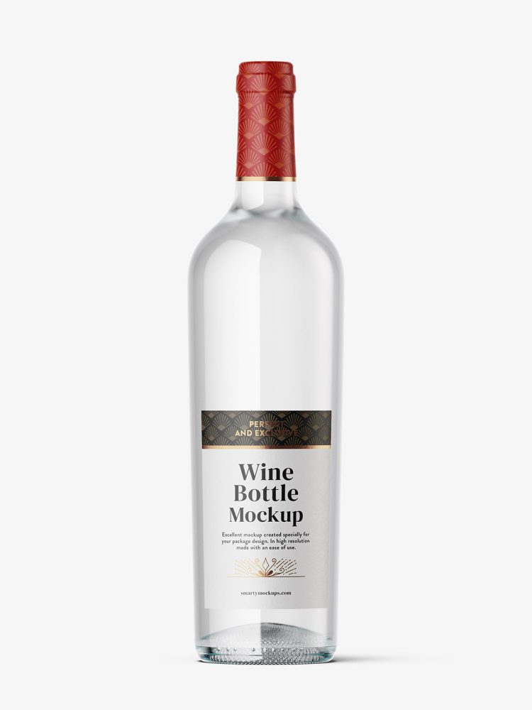 Clear wine bottle mockup