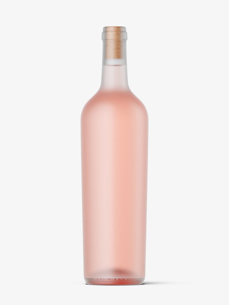 Pink frosted wine bottle mockup