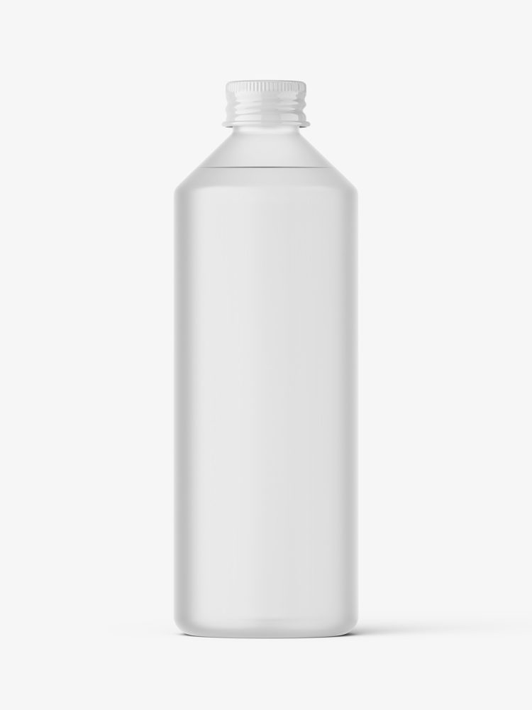 Frosted bottle with aluminium screw cap bottle mockup