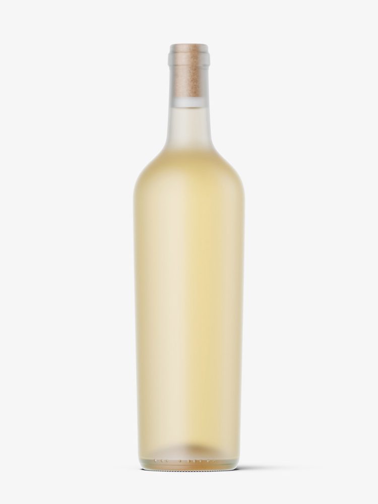 White frosted wine bottle mockup