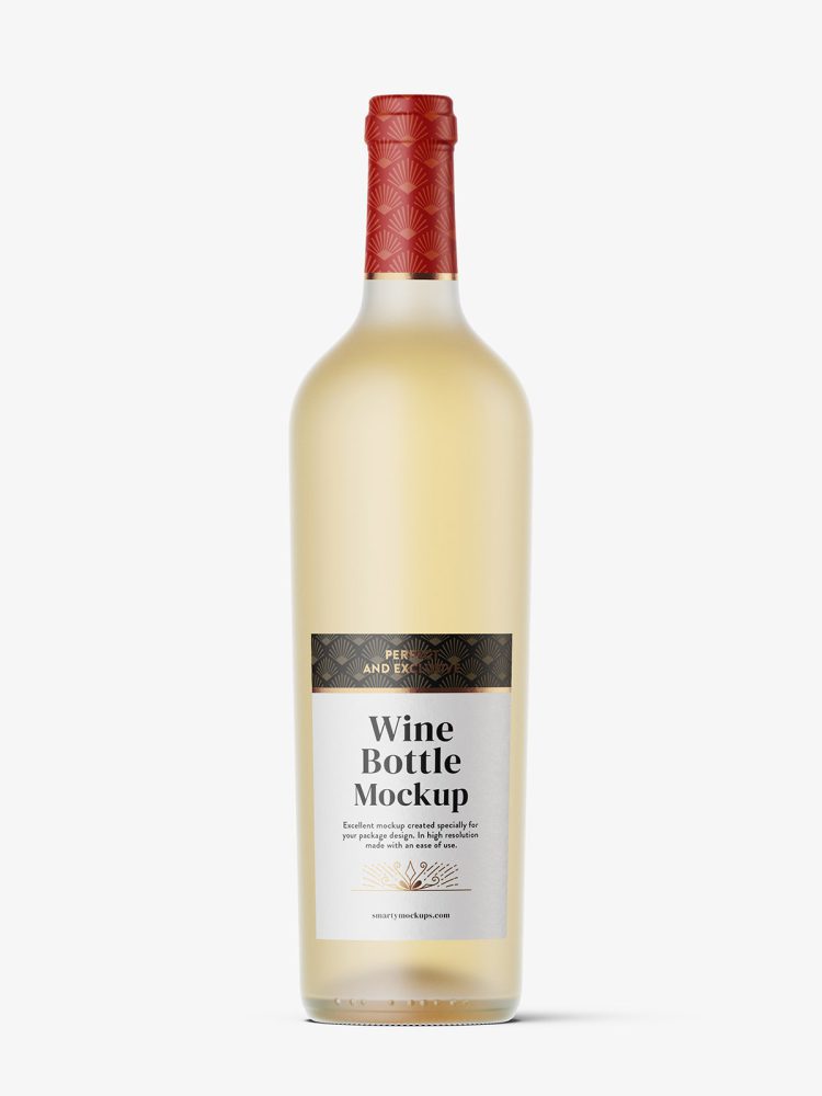 White frosted wine bottle mockup