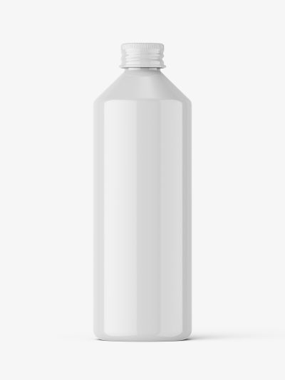 Glossy bottle with aluminium screw cap bottle mockup
