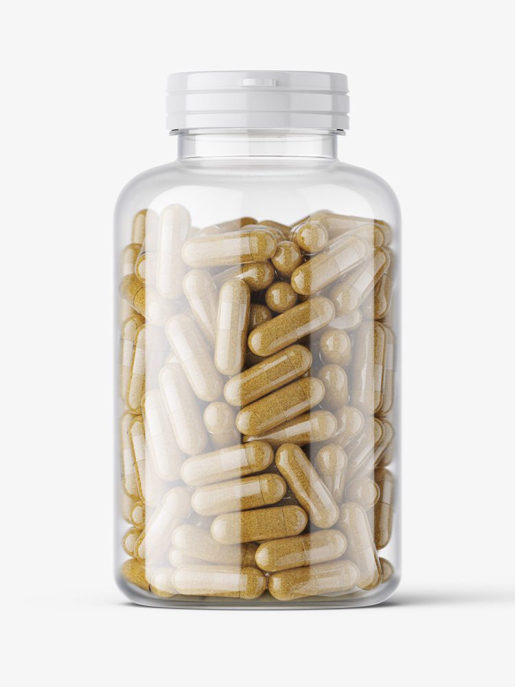 Herbal capsules jar mockup