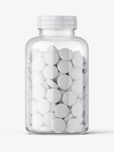 Round tablets in jar mockup