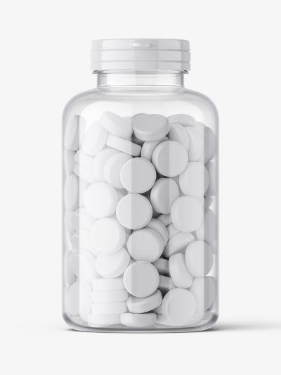 Tablets in jar mockup
