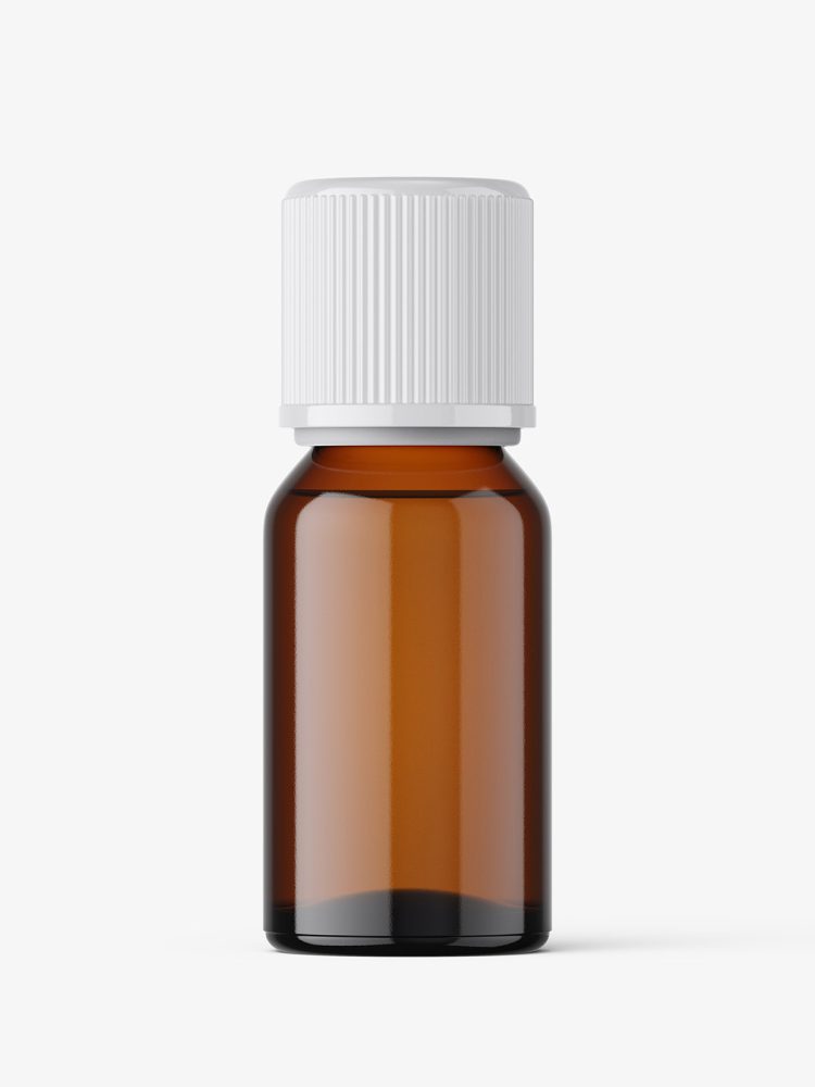 Amber essential oil bottle mockup