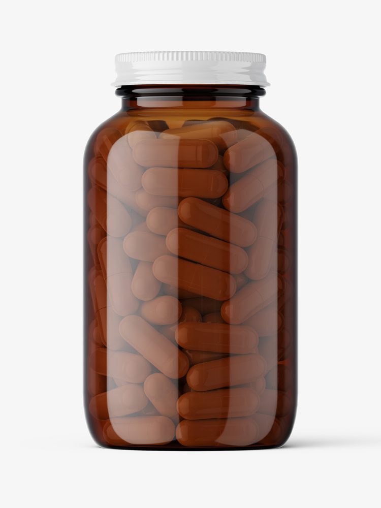 Amber capsules jar mockup