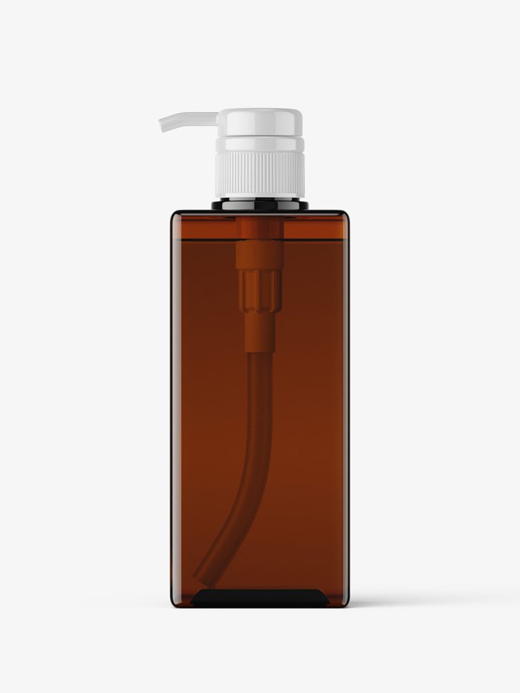 Amber square pump bottle mockup