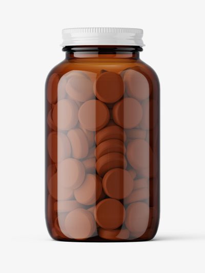 Amber jar with tablets mockup