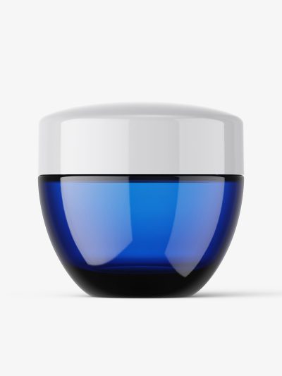 Blue glass jar mockup
