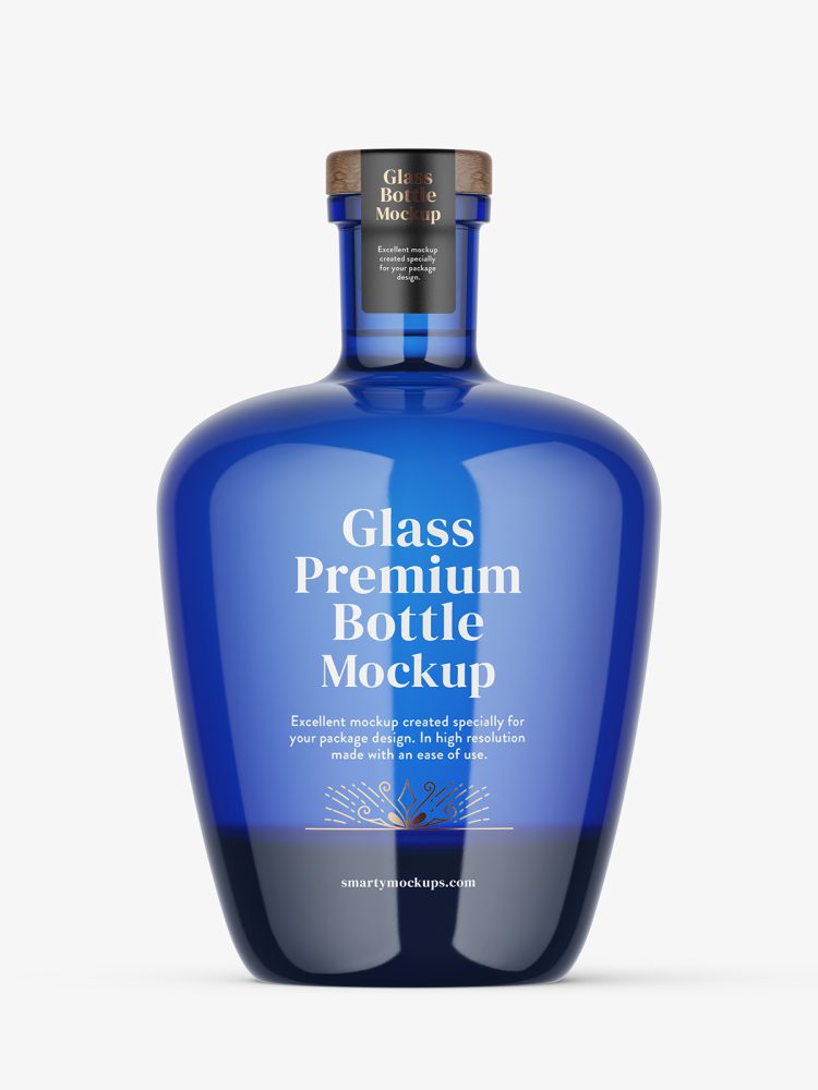 Blue spirits bottle mockup